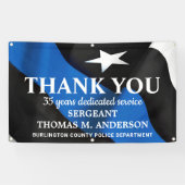 Moderne dun blauwe lijn Dank je politie pensioen Spandoek (Horizontaal)