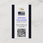 Moderne dunne blauwe lijn- en QR-code, foto/monogr Visitekaartje (Achterkant)
