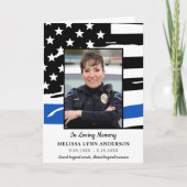 Moderne dunne blauwe lijn politie Memorial begrafe Bedankkaart (Voorkant)