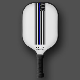 Moderne dunne blauwe lijn politieagent Monogram Pickleball Paddle