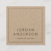 Moderne, dunne grenzen bruin Kraft-papier Vierkante Visitekaartje (Voorkant)