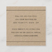 Moderne, dunne grenzen bruin Kraft-papier Vierkante Visitekaartje (Achterkant)