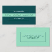 Moderne, dunne lijst elegantie blauwgroen visitekaartje (Voorkant / Achterkant)