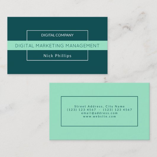 Moderne, dunne lijst elegantie blauwgroen visitekaartje (Voorkant / Achterkant)