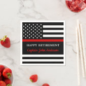 Moderne Dunne Rode Lijn Brandweerman Gelukkig Pens Servet (Insitu)