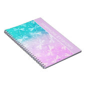 Moderne, dunne, roze aqua dragonflies notitieboek (Rechterzijde)