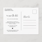 Moderne dunne script foto uitstel van de bruiloft aankondigingskaart (Achterkant)
