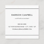 Moderne, dunne, zwarte rand wit vierkante visitekaartje (Achterkant)