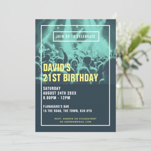 Moderne Duotone Party uitnodiging (Staand voorkant)