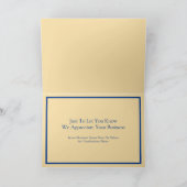 Moderne Duotone Tan/Navy Business Bedankkaart (Binnen)