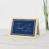 Moderne Duotone Tan/Navy Business Bedankkaart (Voorkant)