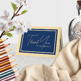 Moderne Duotone Tan/Navy Business Bedankkaart