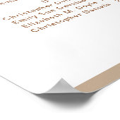 Moderne dusty beige bruiloft, alfabetische zitplaa poster (Hoek)