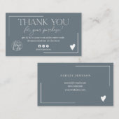 Moderne dusty blauwe scriptvolgorde bedankt u visitekaartje (Voorkant / Achterkant)