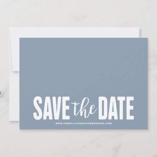 Moderne Dusty Blue 2 foto Bewaar de datum Save The Date (Achterkant)