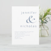 Moderne Dusty Blue Ampersand Wedding Kaart (Staand voorkant)