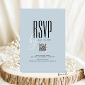 Moderne Dusty Blue & Black Eenvoudige QR Code Trou Kaart