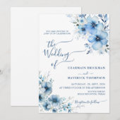 Moderne Dusty Blue bloemenbruiloft Kaart