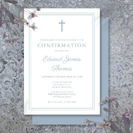 Moderne Dusty Blue Border bevestiging Kaart