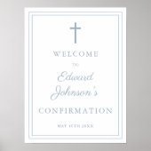 Moderne Dusty Blue Border Bevestiging Welkomstbord Poster (Voorkant)