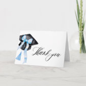 Moderne Dusty Blue Bow Coquette Graduation Cap Bedankkaart (Voorkant)
