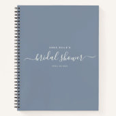 Moderne Dusty Blue Chic Script Vrijgezellenfeest G Notitieboek (Voorkant)