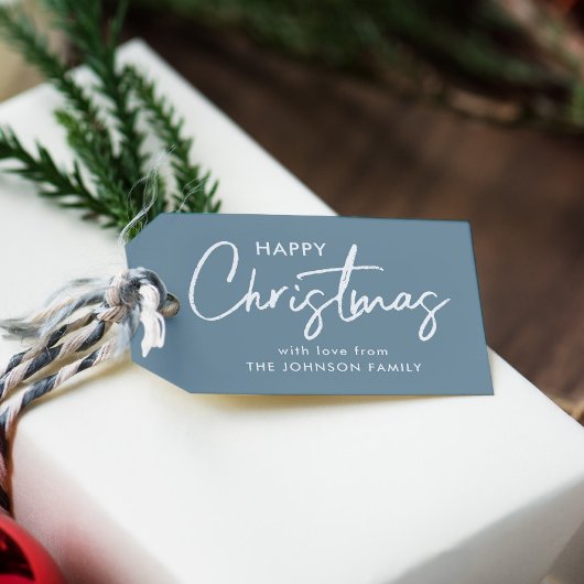 Moderne Dusty Blue Christmas Cadeaulabel