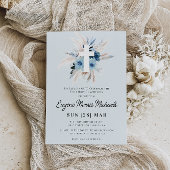 moderne dusty blue first communiqué uitnodiging