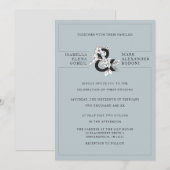 Moderne Dusty Blue Floral Ampersand Wedding Kaart (Voorkant / Achterkant)