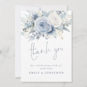 Moderne Dusty Blue Florals Bedankt Kaart