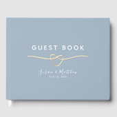 Moderne Dusty Blue Gold Wedding Gastenboek (Voorkant)