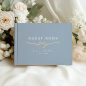 Moderne Dusty Blue Gold Wedding Gastenboek