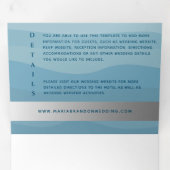 Moderne Dusty Blue Ocean Waves Fotobruiloft Drieluik Uitnodiging (Binnenzijde eerst)