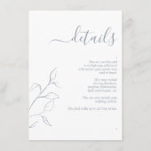 Moderne Dusty Blue Script Wedding Details Enclosur Informatiekaartje (Voorkant)