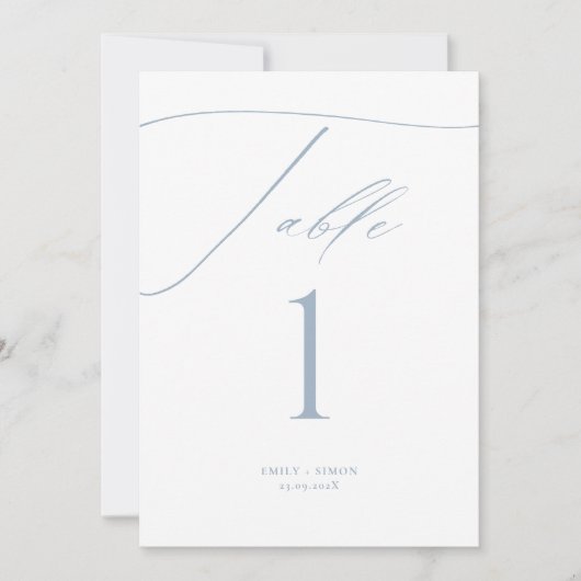 Moderne Dusty Blue Trouwtafelnummers (Voorkant)