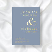 Moderne Dusty Blue Wedding Save The Date Gold Folie Uitnodiging