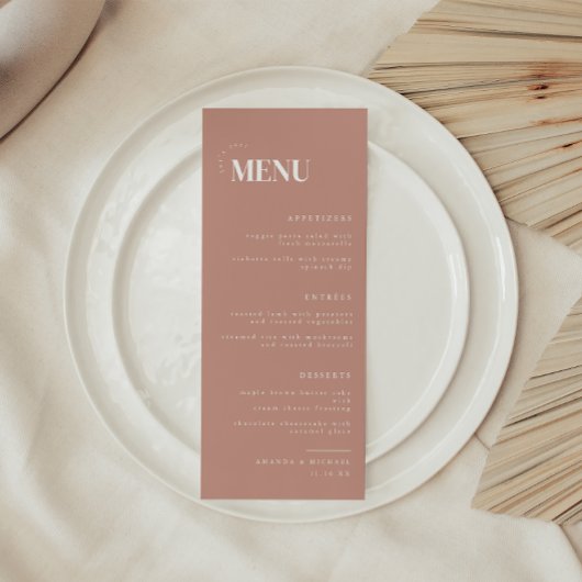 Moderne Dusty Mauve Elegant Wedding Menu