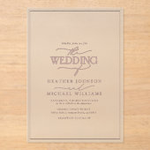 Moderne Dusty Roos Calligrafie Wedding Acryl Uitnodigingen (Voorkant)