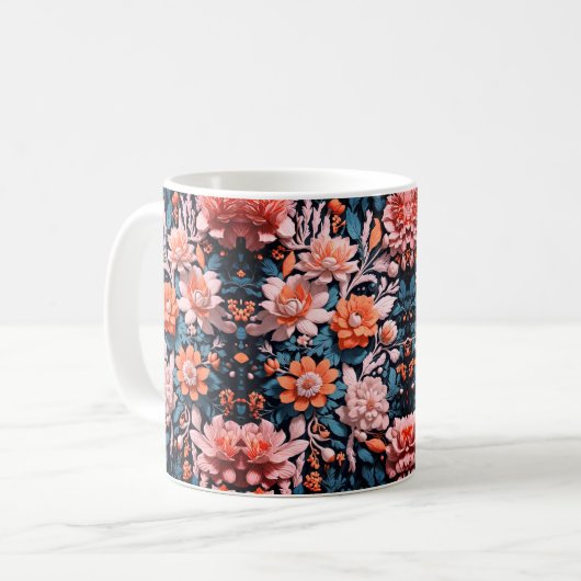 Moderne dynamische Boho Bloemen Kunstpatroon Koffiemok (Voorkant links)