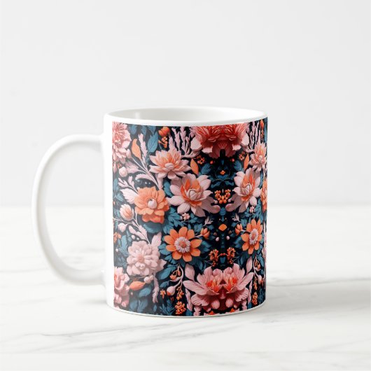 Moderne dynamische Boho Bloemen Kunstpatroon Koffiemok (Links)
