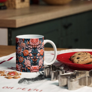 Moderne dynamische Boho Bloemen Kunstpatroon Koffiemok