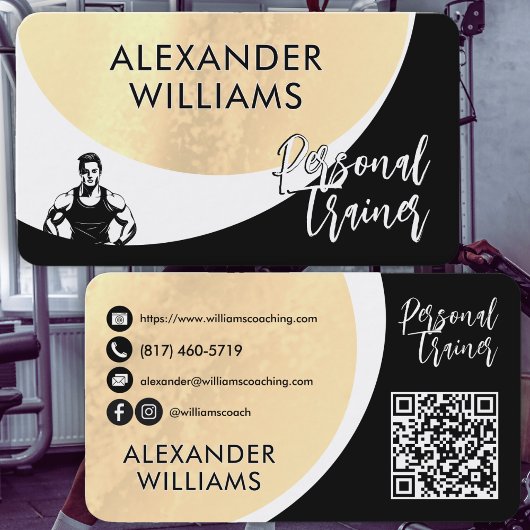 Moderne dynamische QRcode Personal Trainer Fitness Visitekaartje