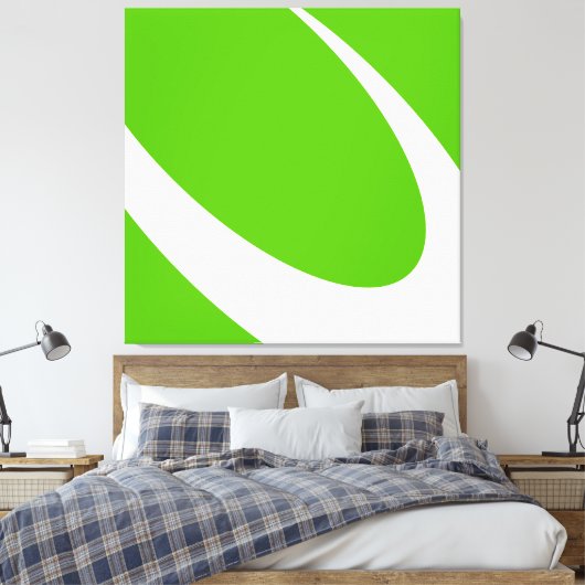 Moderne dynamische witte kromme op helder limoengr canvas afdruk (Insitu (Slaapkamer))
