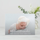 Moderne e-legance Baby Boy Foto geboorteaankondigi (Staand voorkant)