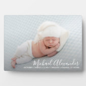 Moderne e-legance Baby Boy Foto geboorteaankondigi Fotoplaat (voorkant)