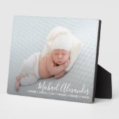Moderne e-legance Baby Boy Foto geboorteaankondigi Fotoplaat (Zijkant)
