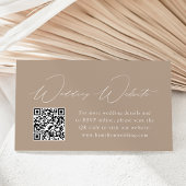 Moderne e legance Taupe Wedding Website QR Code Informatiekaartje