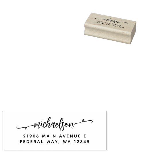 Moderne e legant Calligraphy Script Achternaam Rubberstempel (Gestempeld)