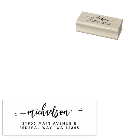 Moderne e legant Calligraphy Script Achternaam Rubberstempel (Gestempeld)