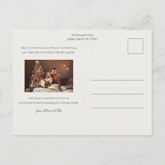 Moderne e-legant-feestdag - Joy Script-foto Briefkaart (Achterkant)